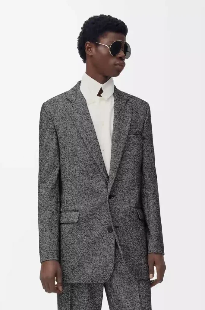 Jacket in wool blend Black/White
