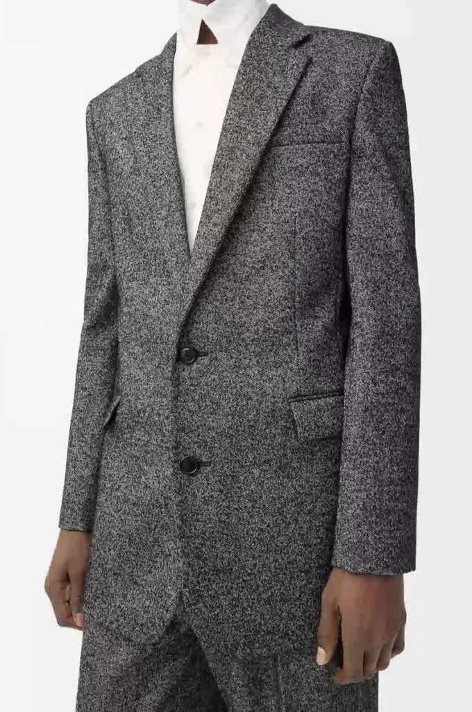 Jacket in wool blend Black/White