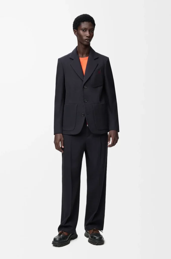 Jacket in wool Dark Navy Blue