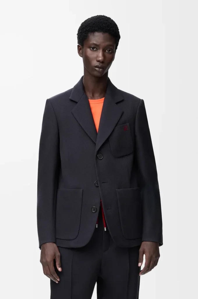 Jacket in wool Dark Navy Blue