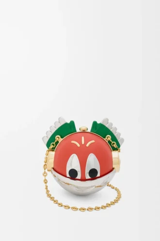 Knight Cat clutch in metal and nappa lambskin Sunrise Orange