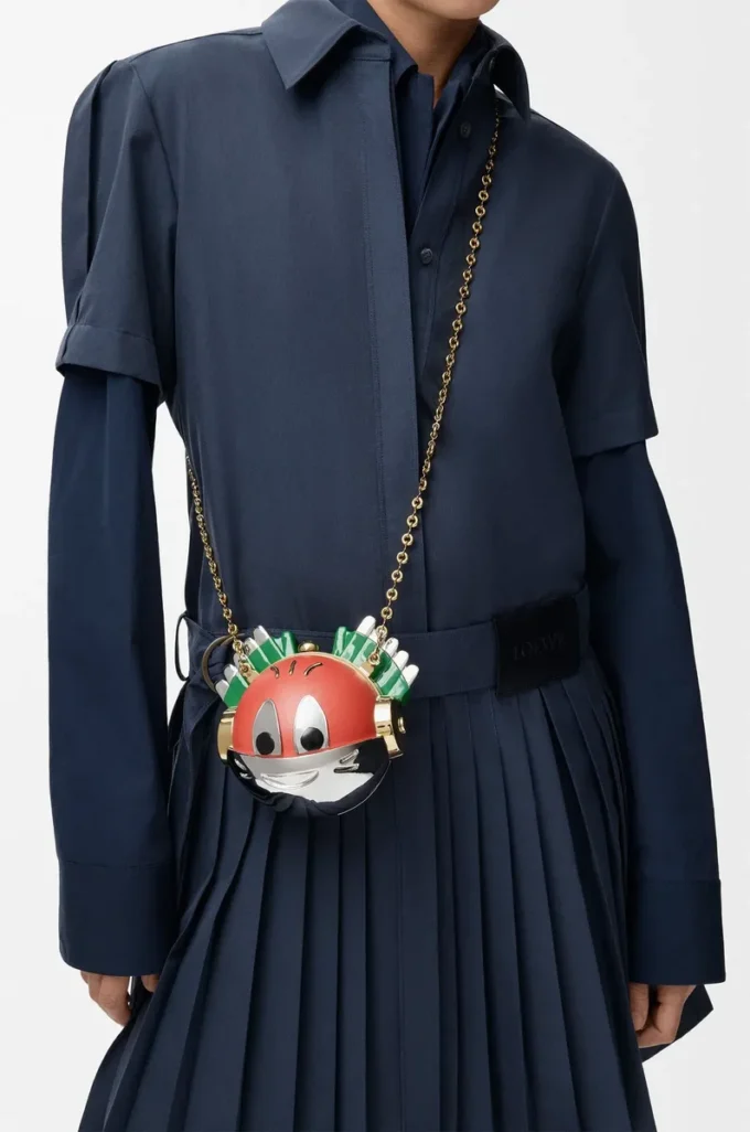 Knight Cat clutch in metal and nappa lambskin Sunrise Orange
