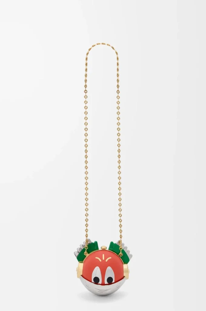 Knight Cat clutch in metal and nappa lambskin Sunrise Orange