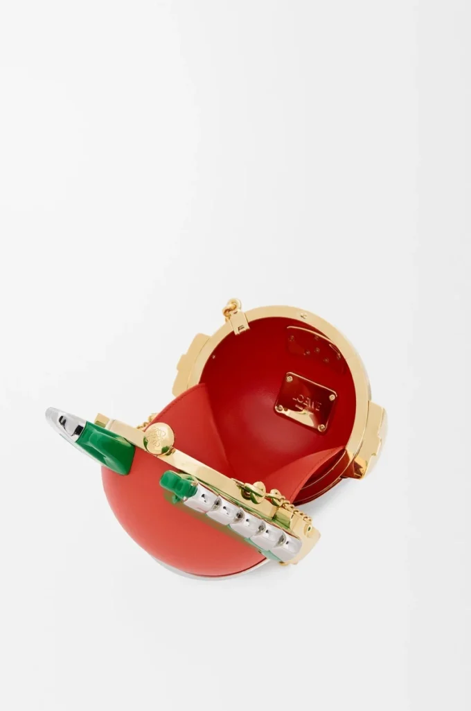 Knight Cat clutch in metal and nappa lambskin Sunrise Orange