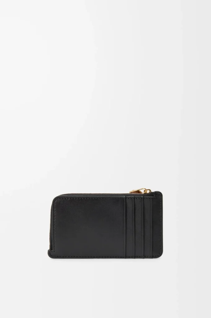 Knot coin cardholder in shiny nappa calfskin Black/Squirrel Knot coin cardholder in shiny nappa calfskin Black/Squirrel