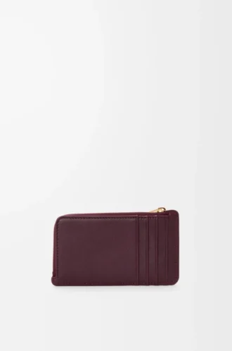 Knot coin cardholder in shiny nappa calfskin Dark Burgundy/Light Citrine