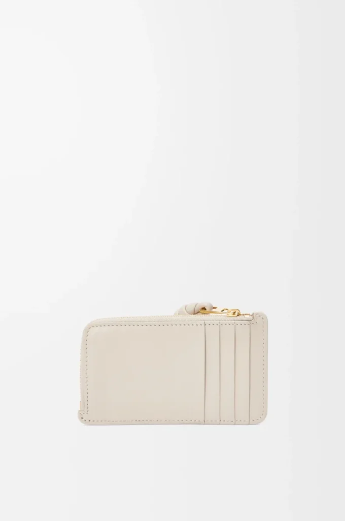 Knot coin cardholder in shiny nappa calfskin Light Oat Knot coin cardholder in shiny nappa calfskin Light Oat