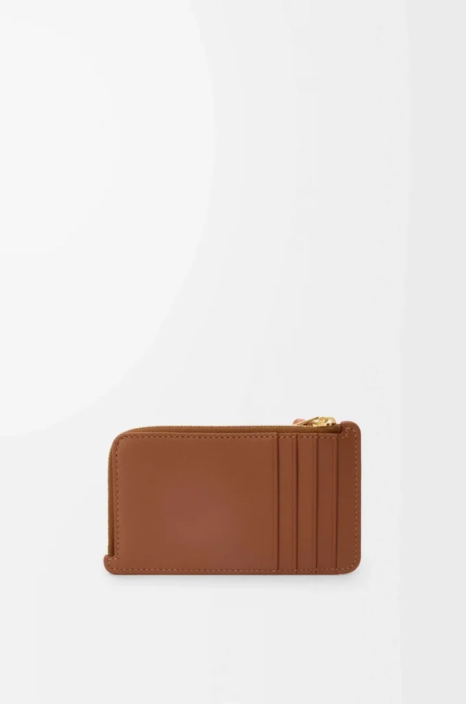 Knot coin cardholder in shiny nappa calfskin Tan/Papaya Knot coin cardholder in shiny nappa calfskin Tan/Papaya