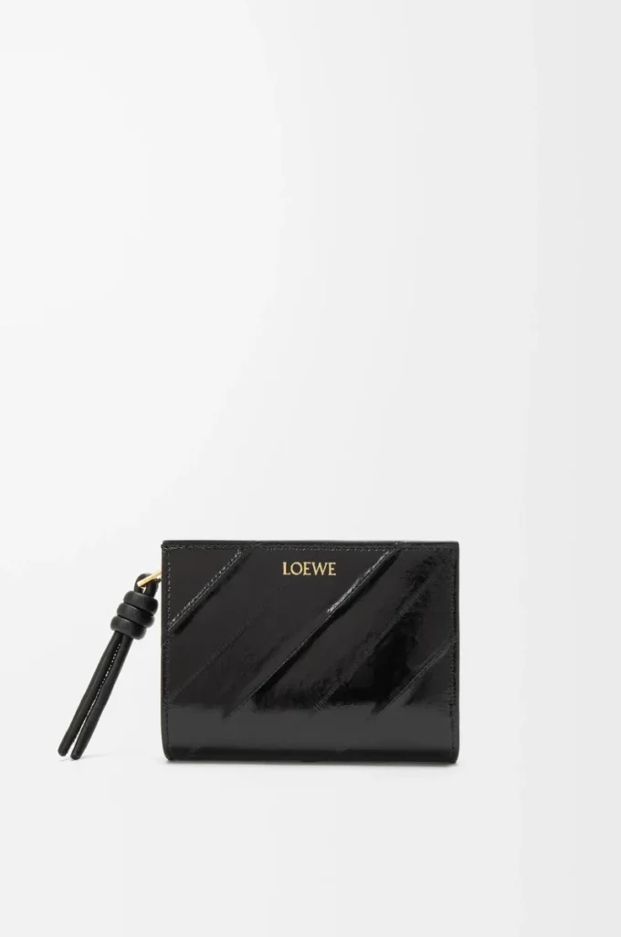 Knot compact wallet in eel Black Knot compact wallet in eel Black