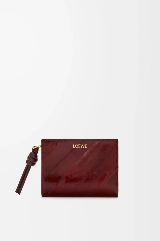 Knot compact wallet in eel Dark Burgundy Knot compact wallet in eel Dark Burgundy