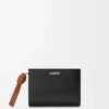Knot compact wallet in shiny nappa calfskin Black/Squirrel