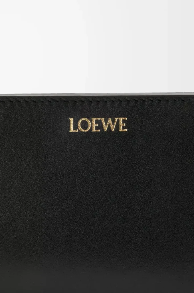 Knot compact wallet in shiny nappa calfskin Black/Squirrel