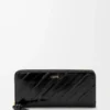 Knot slim zip around wallet in eel Black