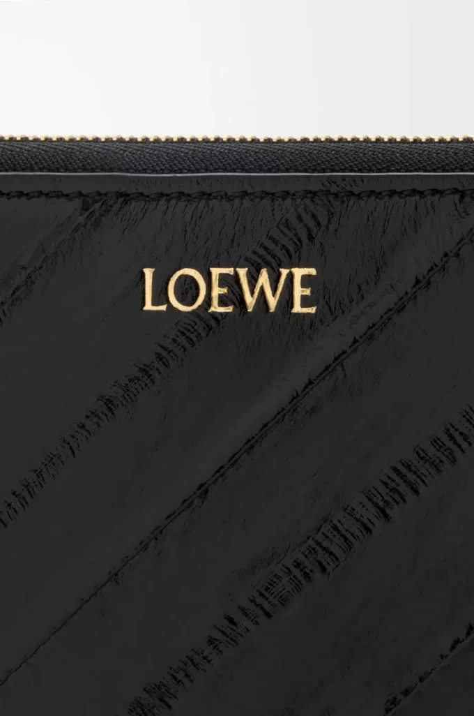 Knot slim zip around wallet in eel Black