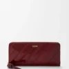 Knot slim zip around wallet in eel Dark Burgundy