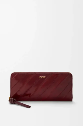 Knot slim zip around wallet in eel Dark Burgundy