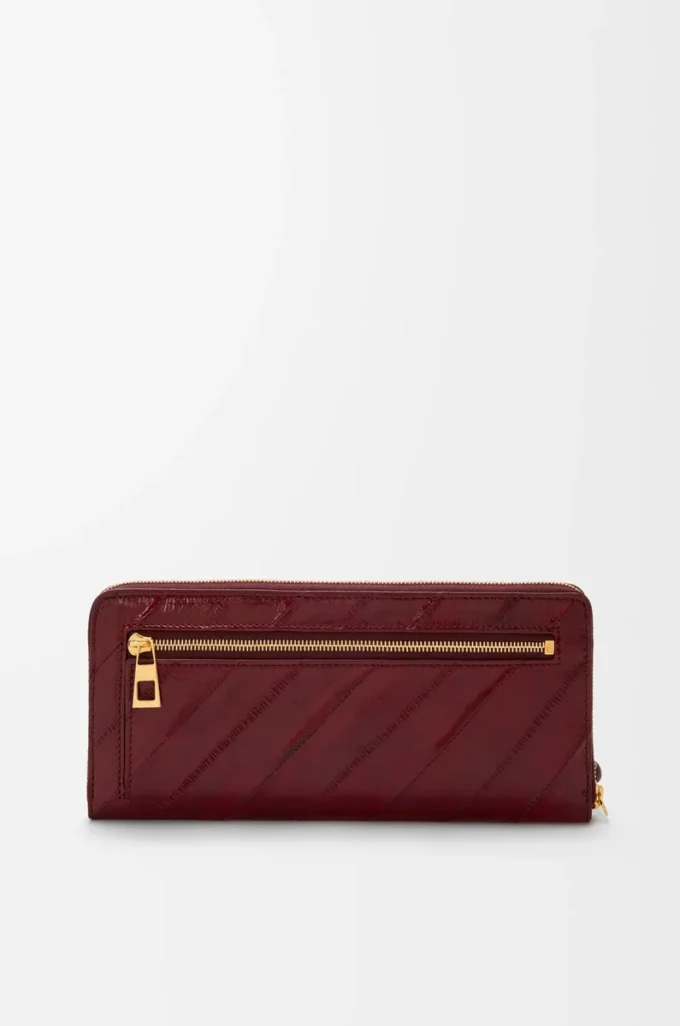Knot slim zip around wallet in eel Dark Burgundy