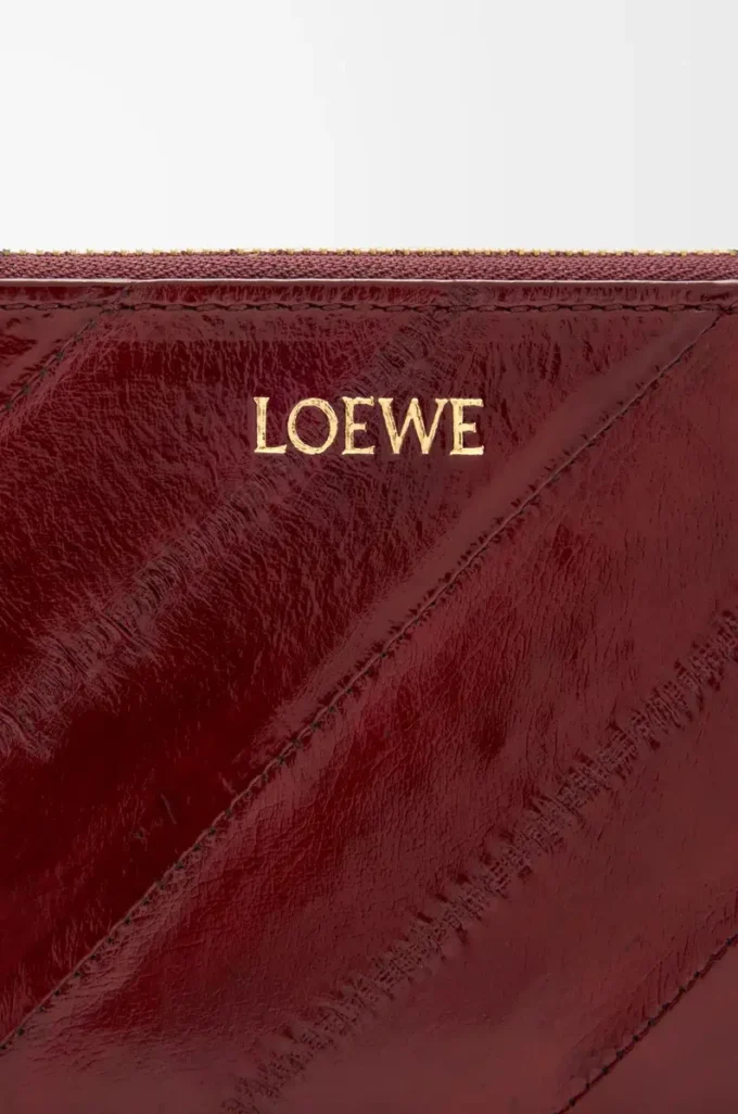 Knot slim zip around wallet in eel Dark Burgundy
