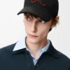L patch cap in cotton Black