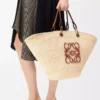Large Anagram Basket bag in iraca palm and calfskin Natural/Tan