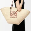 Large Anagram Basket bag in iraca palm and calfskin Natural/Tan