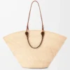 Large Anagram Basket bag in iraca palm and calfskin Natural/Tan