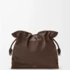 Large Flamenco clutch in nappa calfskin Chocolate
