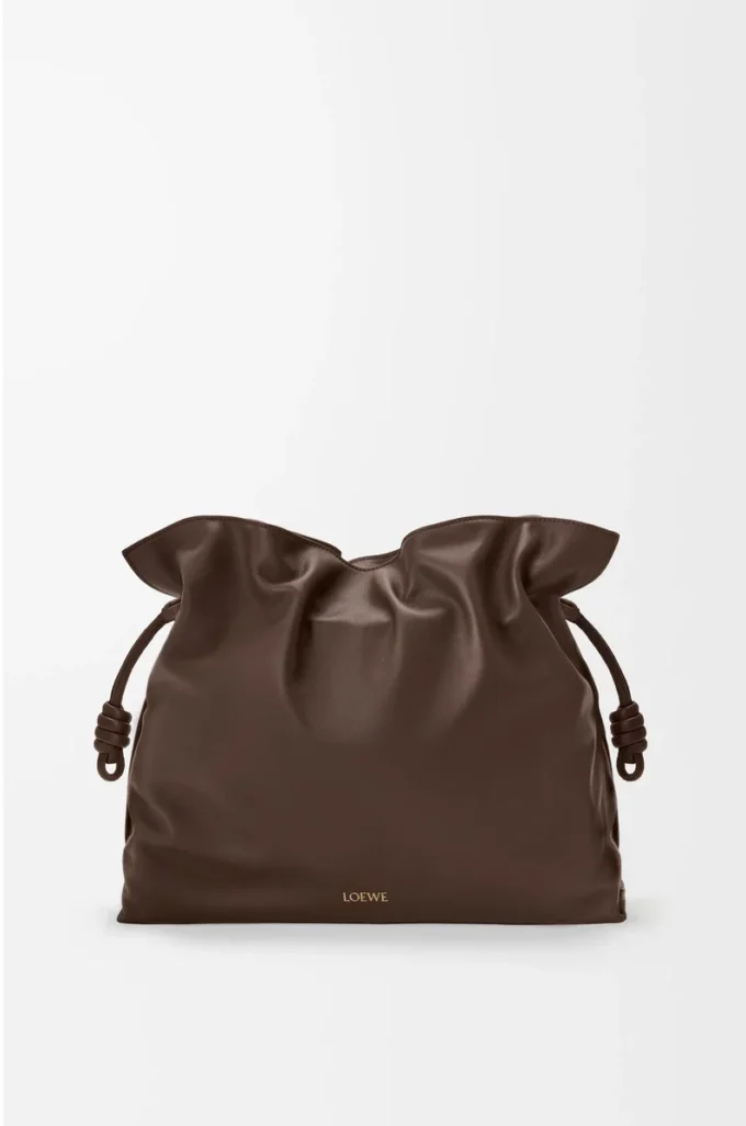 Large Flamenco clutch in nappa calfskin Chocolate