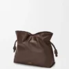 Large Flamenco clutch in nappa calfskin Chocolate