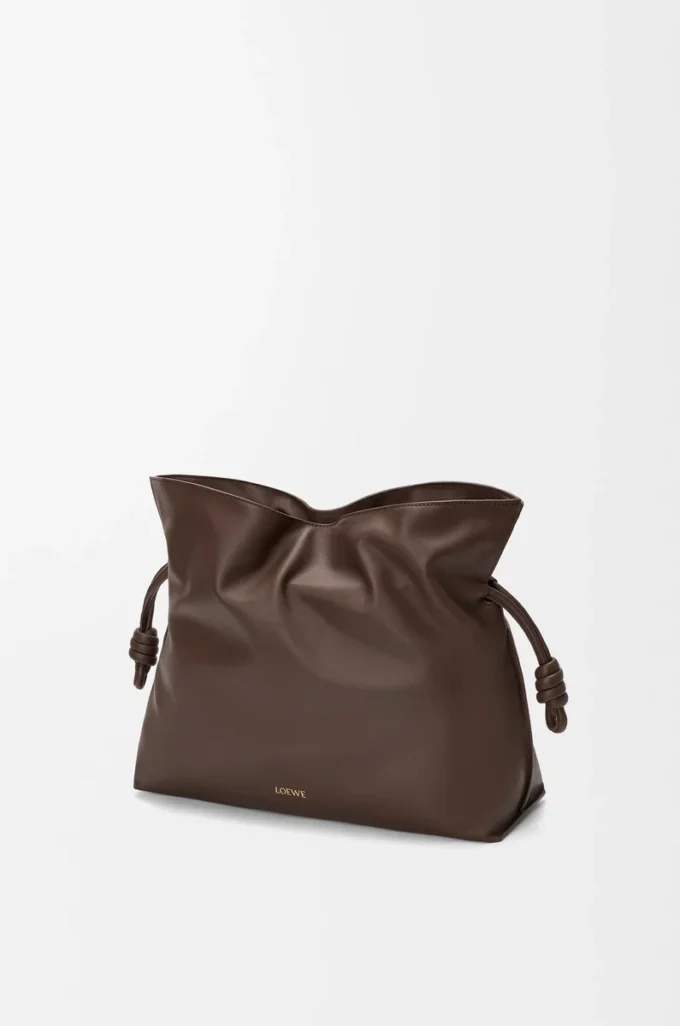 Large Flamenco clutch in nappa calfskin Chocolate