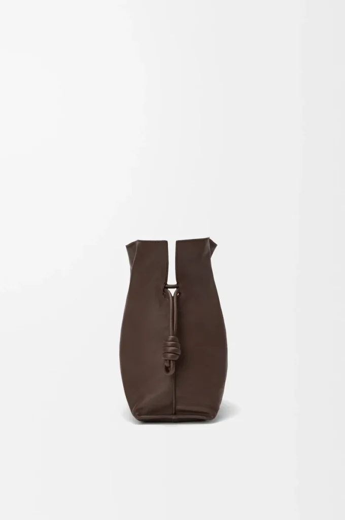 Large Flamenco clutch in nappa calfskin Chocolate