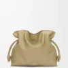 Large Flamenco clutch in nappa calfskin Clay Green