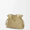 Large Flamenco clutch in nappa calfskin Clay Green
