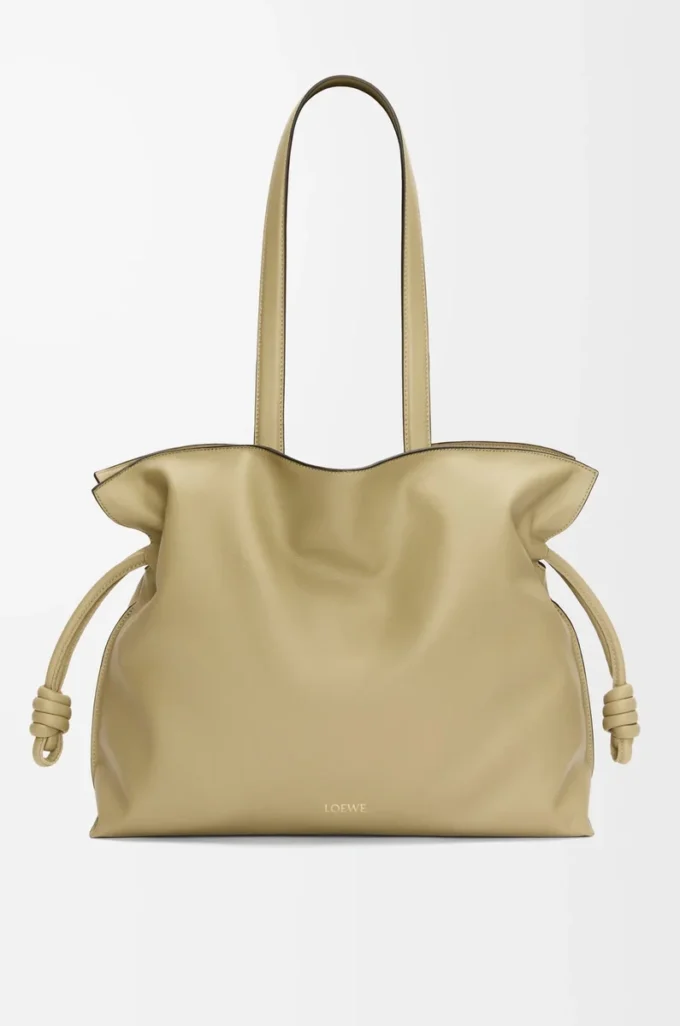 Large Flamenco clutch in nappa calfskin Clay Green