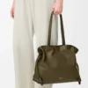 Large Flamenco clutch in nappa calfskin Dark Khaki