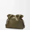 Large Flamenco clutch in nappa calfskin Dark Khaki