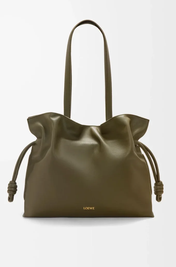 Large Flamenco clutch in nappa calfskin Dark Khaki