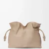 Large Flamenco clutch in nappa calfskin Sand