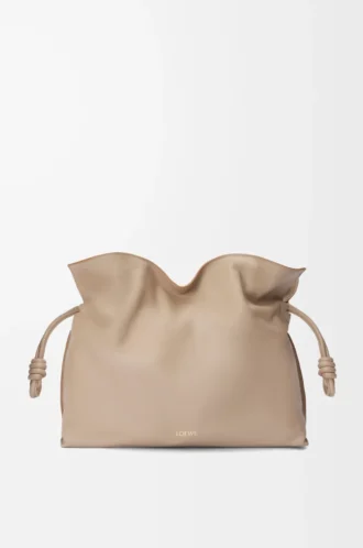 Large Flamenco clutch in nappa calfskin Sand