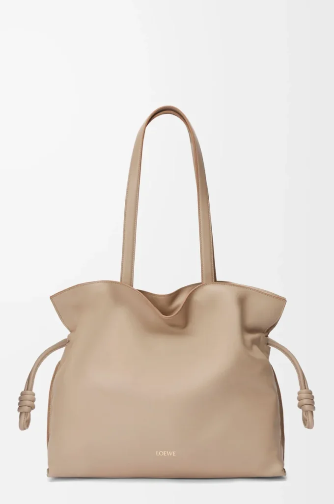Large Flamenco clutch in nappa calfskin Sand