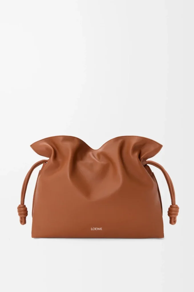 Large Flamenco clutch in nappa calfskin Squirrel