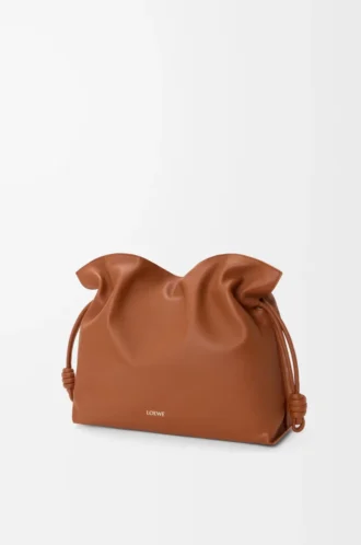 Large Flamenco clutch in nappa calfskin Squirrel
