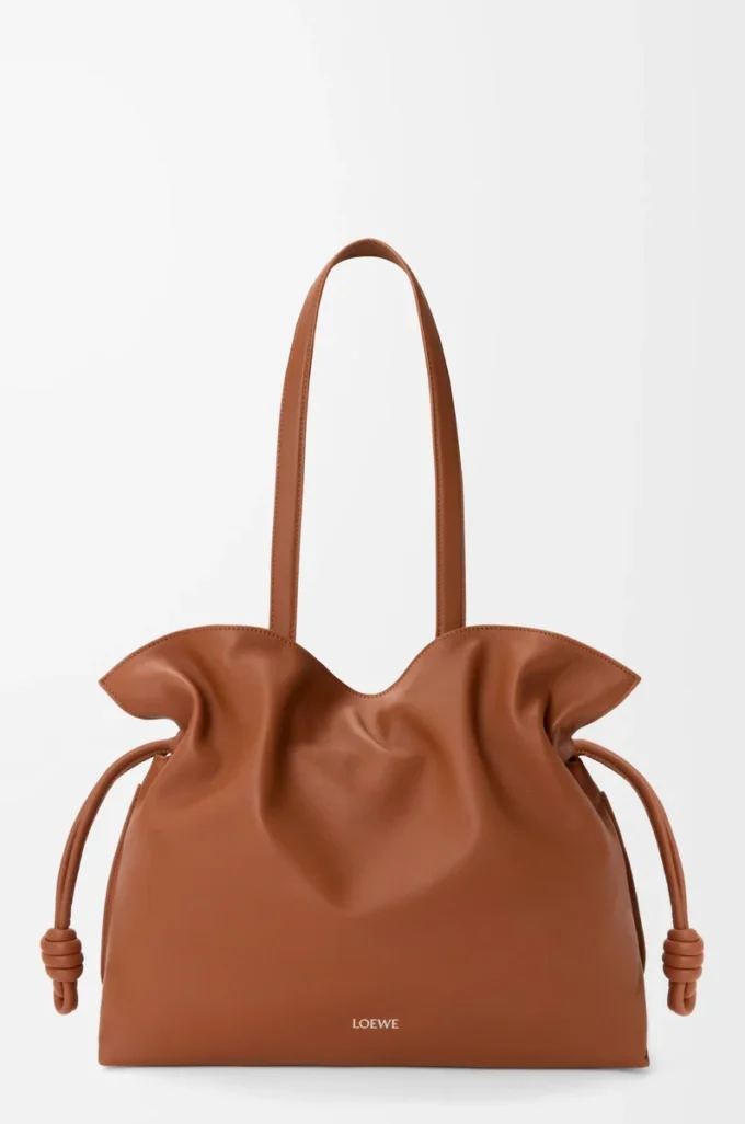 Large Flamenco clutch in nappa calfskin Squirrel