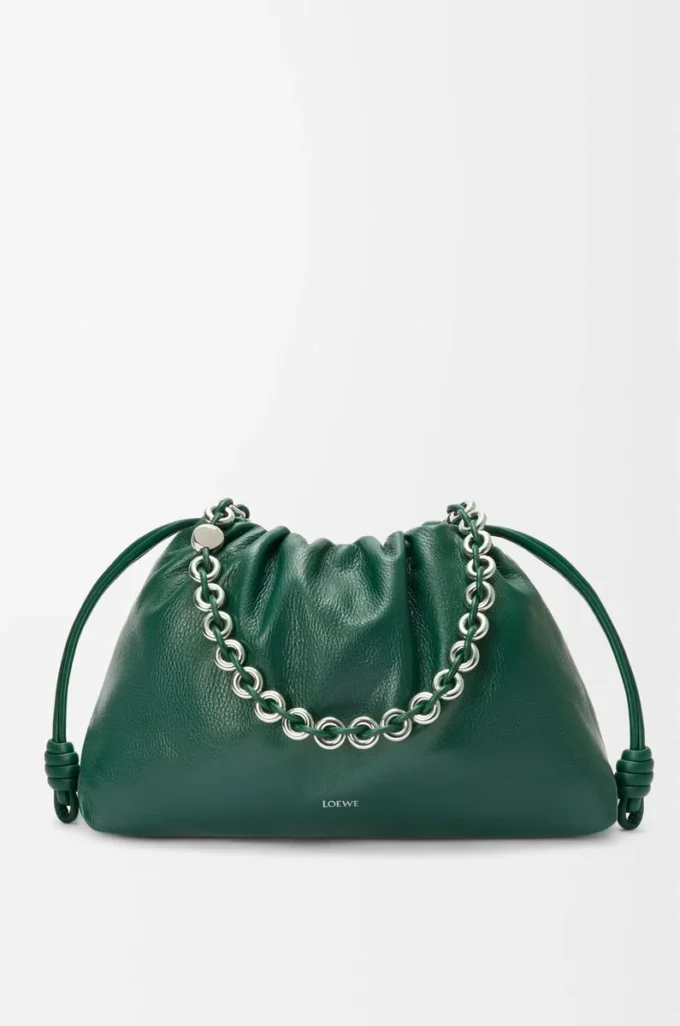 Large Flamenco purse in deerskin Evergreen