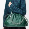 Large Flamenco purse in deerskin Evergreen