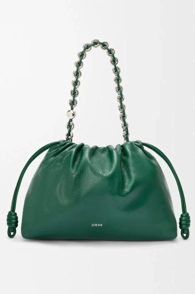 Large Flamenco purse in deerskin Evergreen