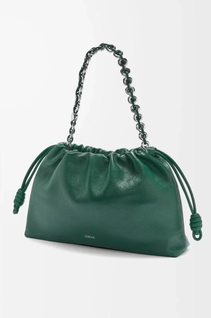Large Flamenco purse in deerskin Evergreen