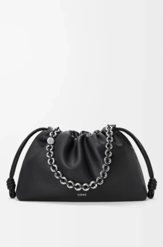 Large Flamenco purse in fine grained calfskin Black