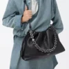 Large Flamenco purse in fine grained calfskin Black