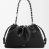 Large Flamenco purse in fine grained calfskin Black